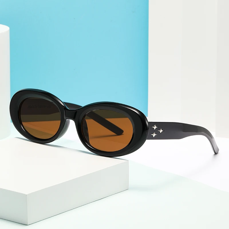 Oval Sunglasses for Men Women Fashion Retro Brand Design Shades Eyewear Fishing