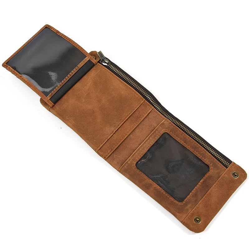 Vintage Crazy Horse Leather Wallet Retro Short Style Classic Two-fold Wallet Casual Coin Purse
