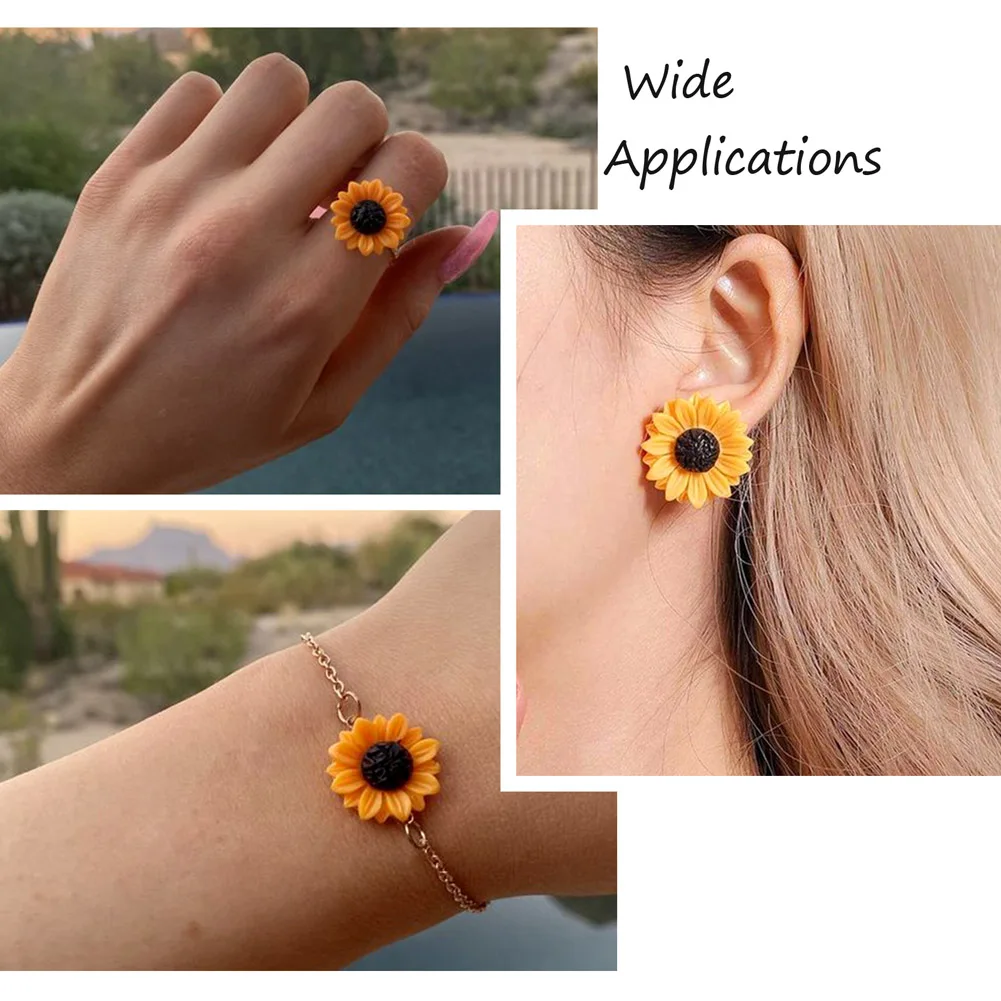 1 Box 3D Flower/Daisy Resin Flat Cabochons Hairpin Earring Stud Brooch Cabochon Settings Ornaments DIY Jewelry Handmade Findings