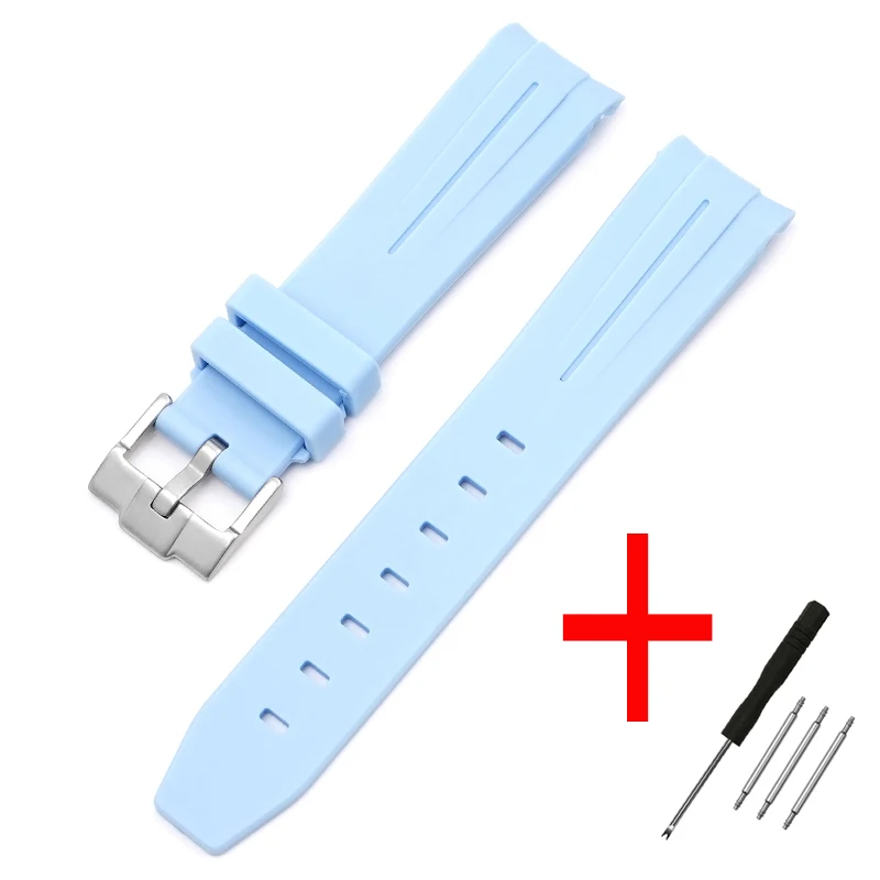 20mm Curved End Waterproof Rubber Sports Watch Strap