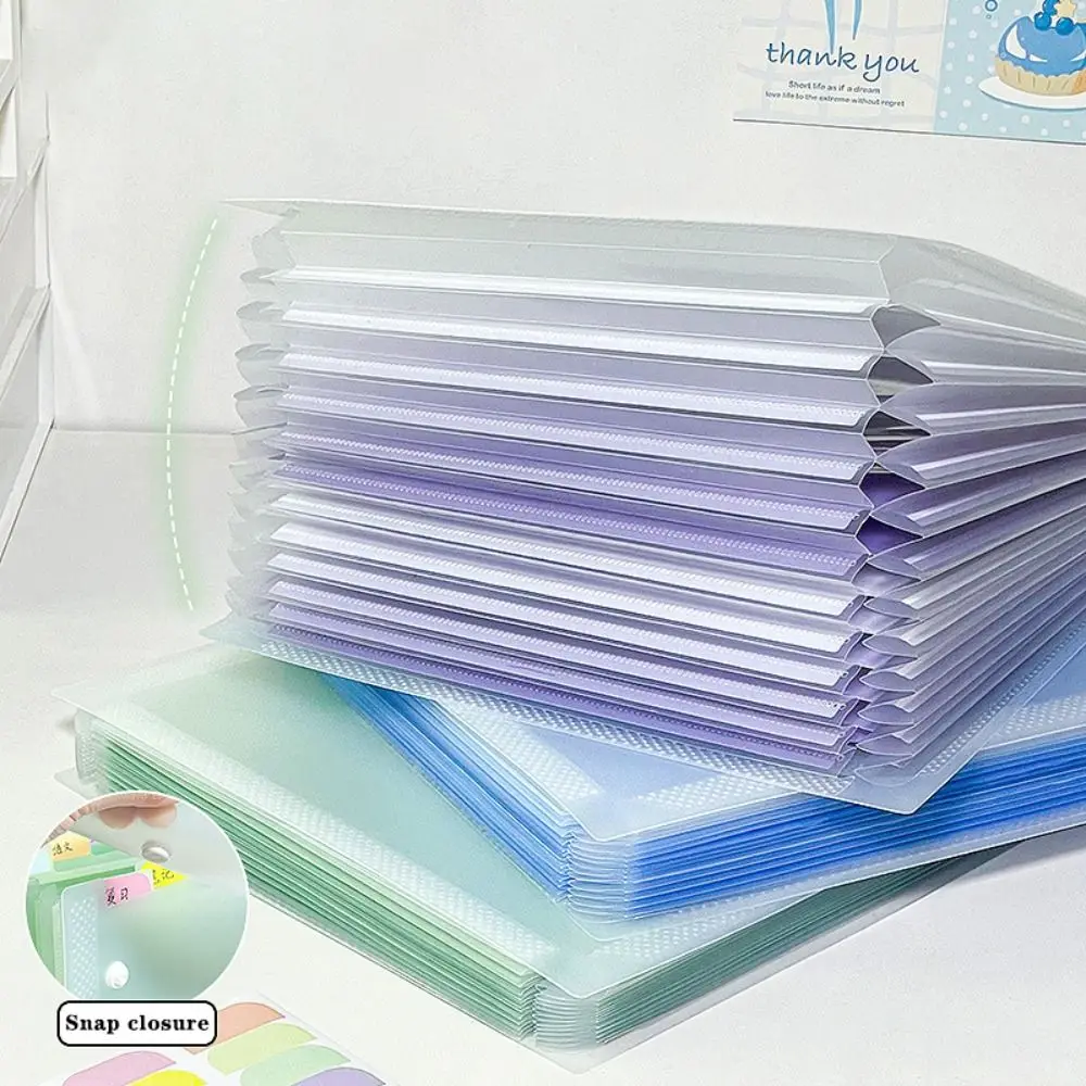 Large Capacity Gradient Color File Bag 13 Pockets Handheld A4 File Folder Flip Cover Design Document Organizer Schoo
