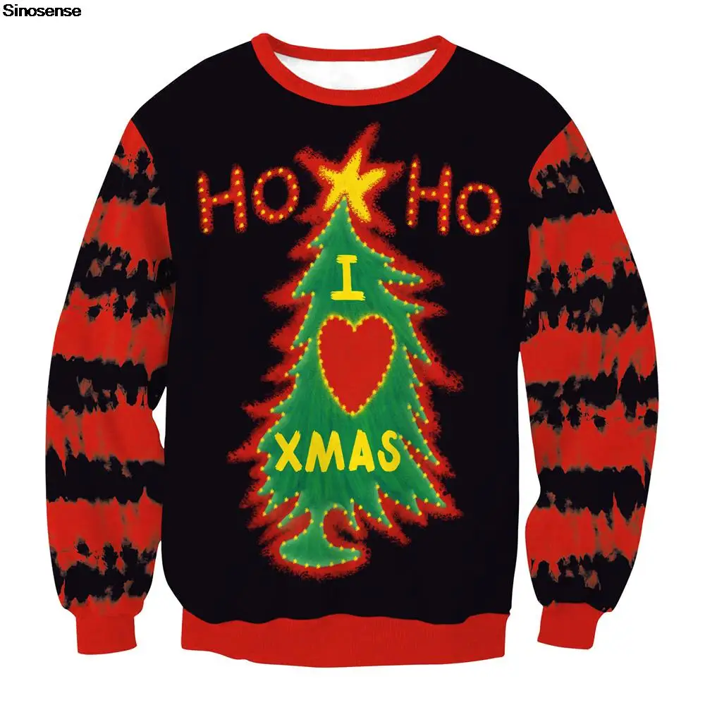 

Men Women Ho Ho I Love Xmas Ugly Christmas Sweater 3D Funny Printed Tacky Xmas Sweatshirt Pullover Holiday Party Jumper Tops