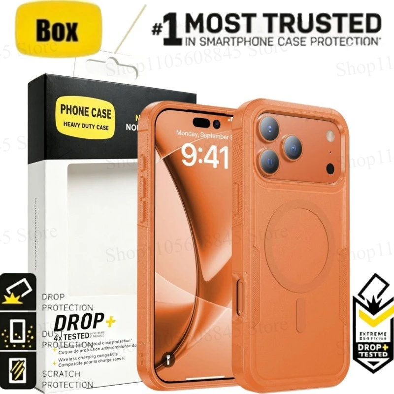 Rugged Shockproof Wireless Charging Case with Magnetic Car Holder Attachment