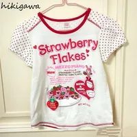 Vêtements pour femmes t-shirts japonais doux à pois à manches courtes col rond t-shirts 2025 Ropa Mujer Chic fraise été mignon t-shirt 3