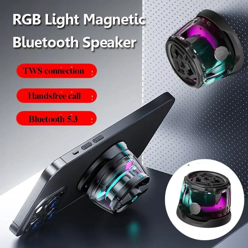Mini Outdoor Magnetic Bluetooth Speaker RGB Light Wearable Bluetooth Subwoofer Wireless MP3 Music Player With Microphone