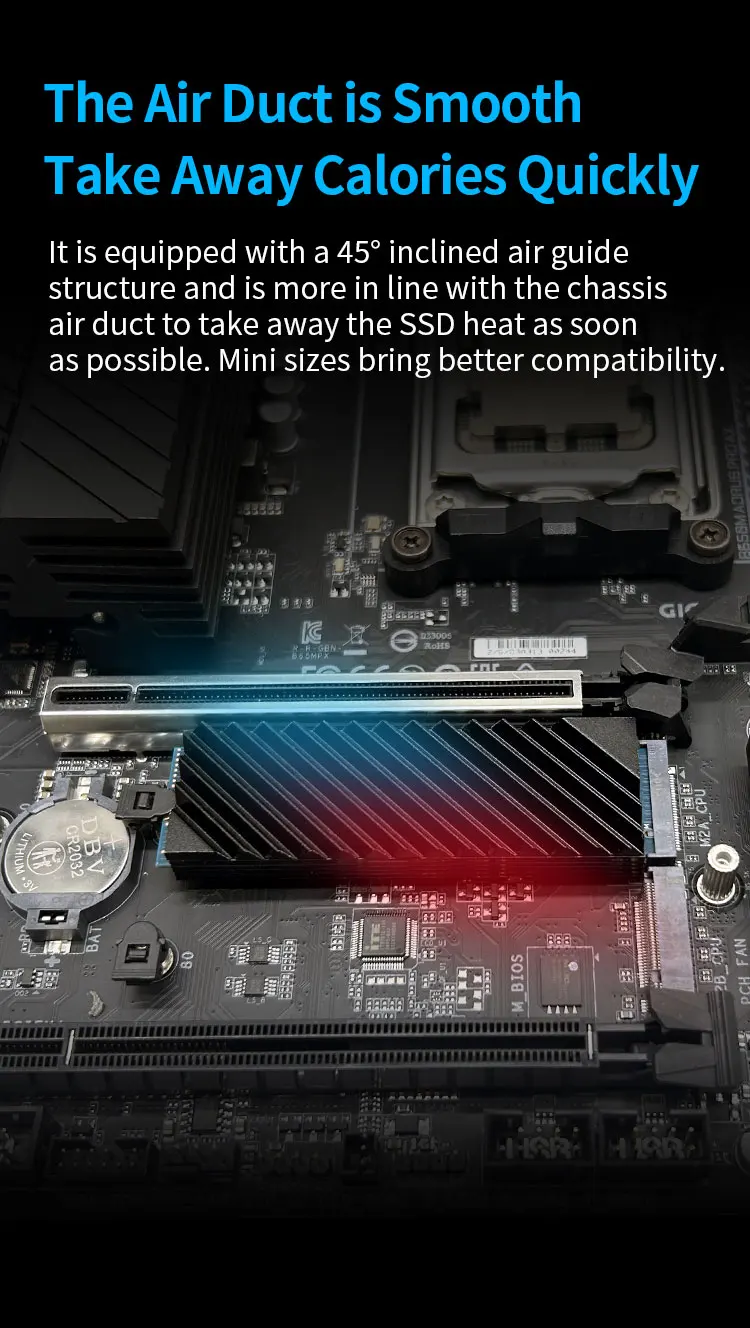 TUECER M.2 2280 NVMe SSD Aluminum Double-Sided Heat Sink with Silicone Thermal P