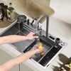 2024 new product big size Honeycomb embossed knife holder piano digital display waterfall kitchen sink 3