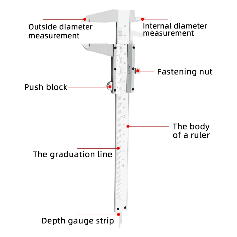 Carbon Steel Vernier Caliper 0-150mm 0-200mm 0-300mm Locking Screw Stainless Steel vernier caliper