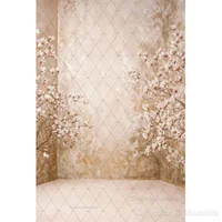 ฉากหลังถ่ายภาพศิลปะสำหรับคุณแม่ตั้งครรภ์ Mocsicka สีเบจ วินเทจ ตกแต่งผนังด้วยดอกไม้และต้นไม้ ฉากหลังสำหรับถ่ายภาพเด็กแรกเกิดในสตูดิโอ 4