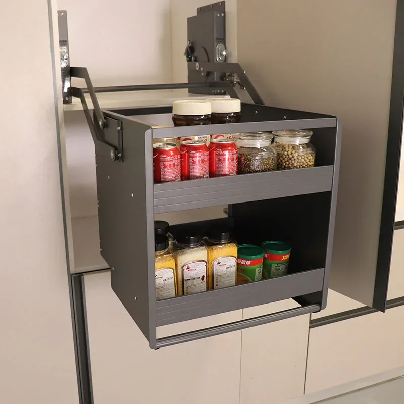 Cabinet double-layer damping lift basket lift, hanging cabinet wardrobe drop-down rack rack