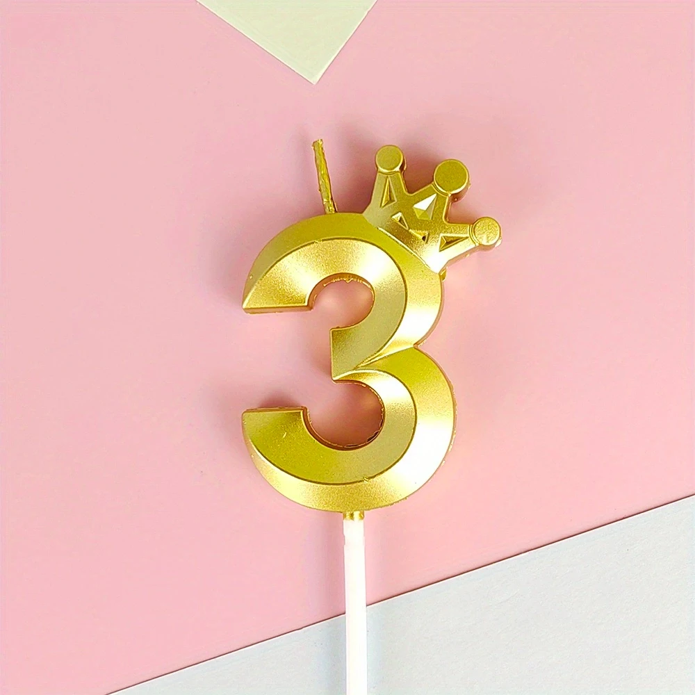 Golden Crown Number Candle for Birthday Celebrations