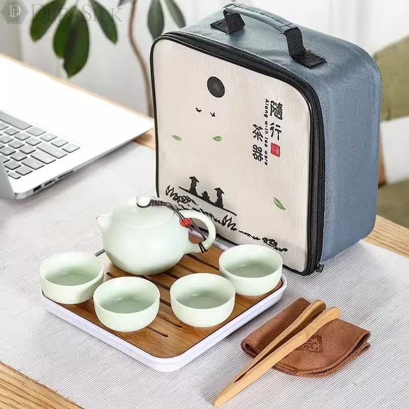 Chinese Tea Travel Tea Set Kung Fu Set Ceramic Portable Teapot Porcelain Teaset Gaiwan Cups of Ceremony Tool tea cup tea ceremony tools tea set