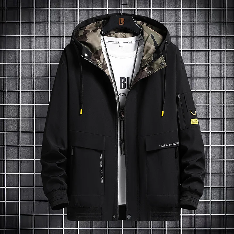 

Spring and Autumn Men's New Casual Fashion Jacket Oversized Work Clothes Hooded Jacket Men's Coat Windbreaker L / 8XL