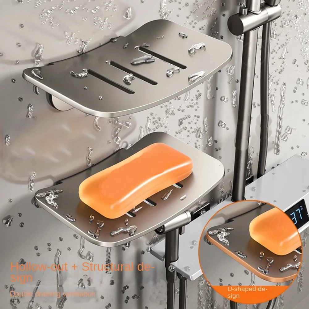 Soap Dish Rack Wall Mounted Drainable Soap Box Storage Rack Bathroom Kitchen Sink Organizer