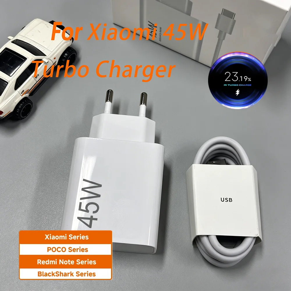 45W For XIAOMI Charger Type C Turbo Charge Fast Charging Charger Redmi Note 15 14 13 12 11 X Pro 10t Poco M7 X7 K40 Pad 6