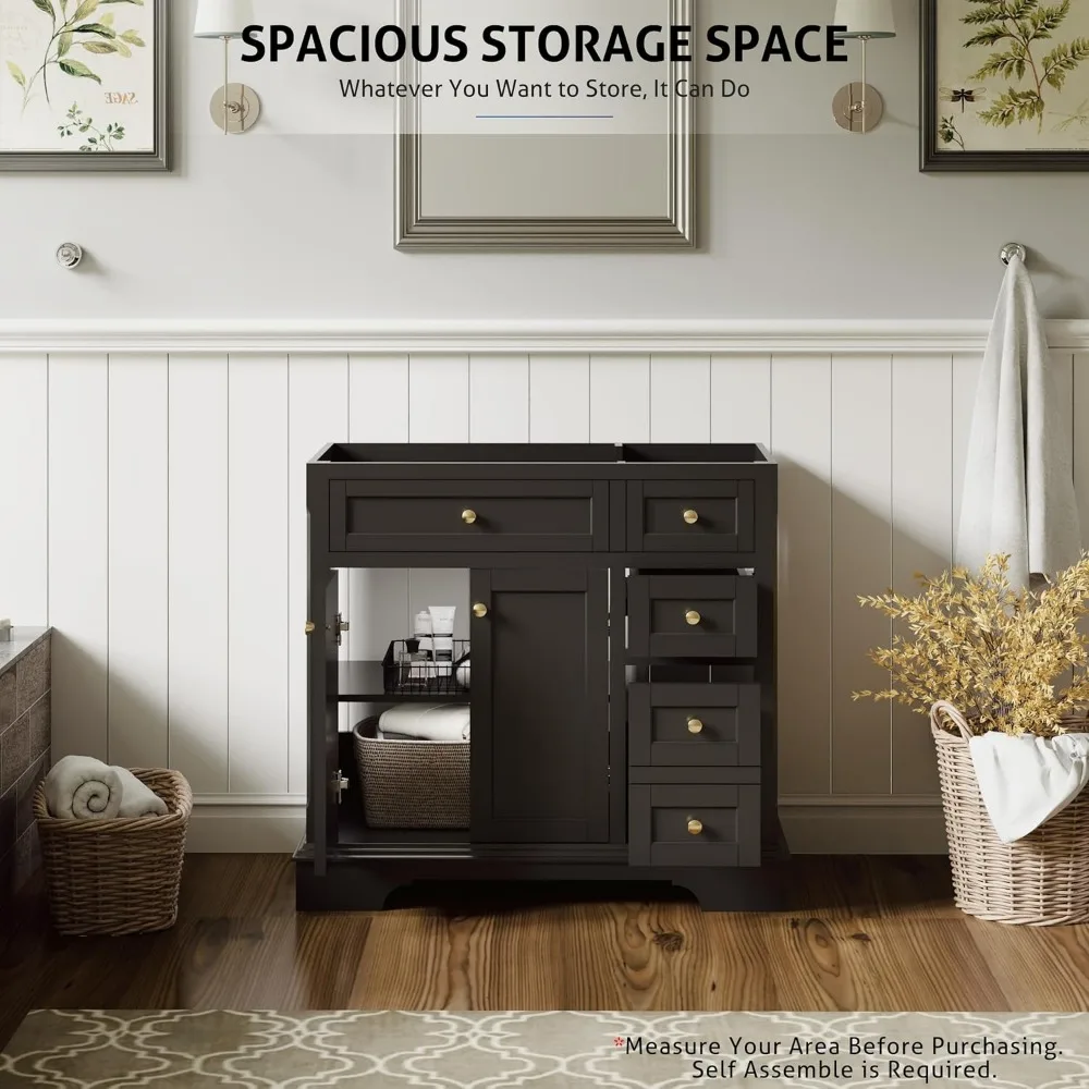 Bathroom Vanities with Sink Combo Set, Retro Freestanding Bathroom Storage Cabinet with Arch Feet, Soft Closing Hinges