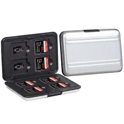 Dual - Layer Memory Card Storage Box - Black & Silver Portable Organizer (Silver)