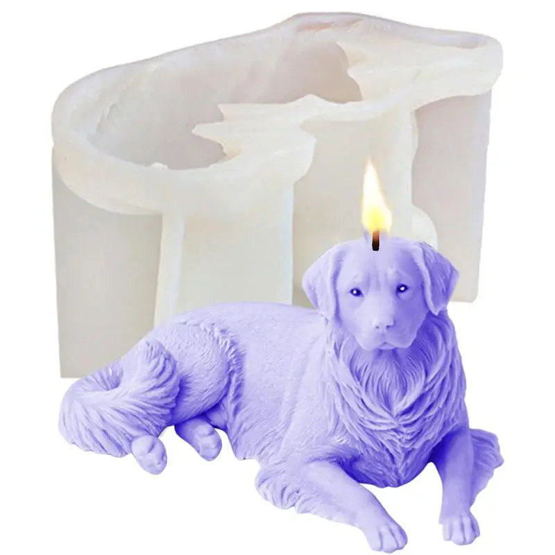 3D Silicone Candle Mold Golden Retriever Dog Mold Lying Dog Candles