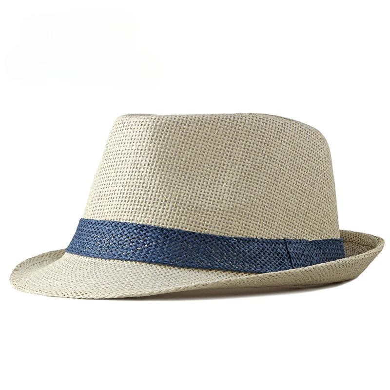 Straw hat Sun protection hat Fedora hat Fashion hat Simple Solid Jazz Hat Men Outdoor Beach Hat Women Straw Woven Stripe Sunshade Casual Buckle Beach Sun Fedoras Panama Cap