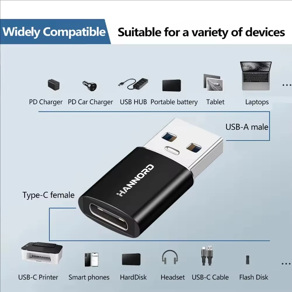 한노드 USB3.2 to USB C 어댑터 USB C 암-USB 수 10Gbps 3A 충전 타입 C 컨버터 맥북 삼성 USB to 타입-C OTG