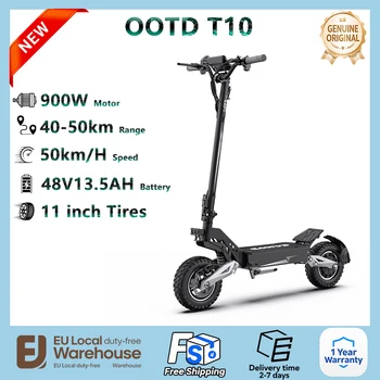 Motore OOTD T10 900W 48V13.5/18AH Scooter elettrico Velocità massima 50 km/h Gamma massima 45 km Display a LED Freno idraulico E-scooter pieghevole