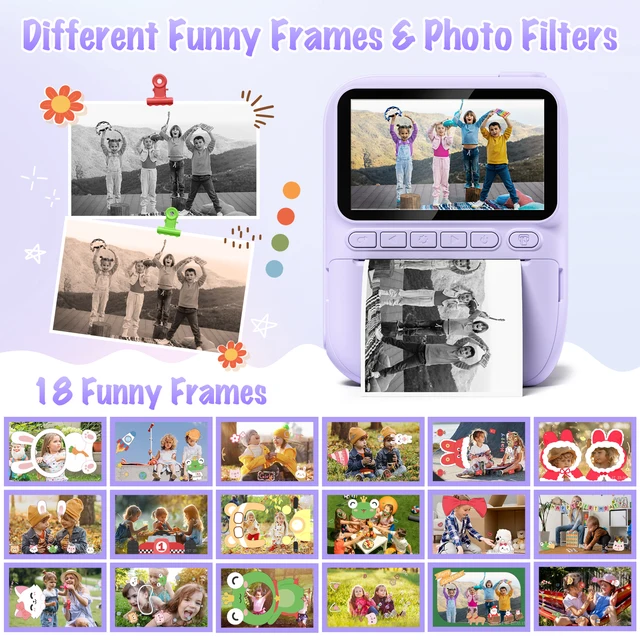 Kids Digital Camera 3.0" Portable Instant Print Camera 32MP HD 1080P Camera Toy Gift For 6-12 Year With 3 Rolls Printer Paper