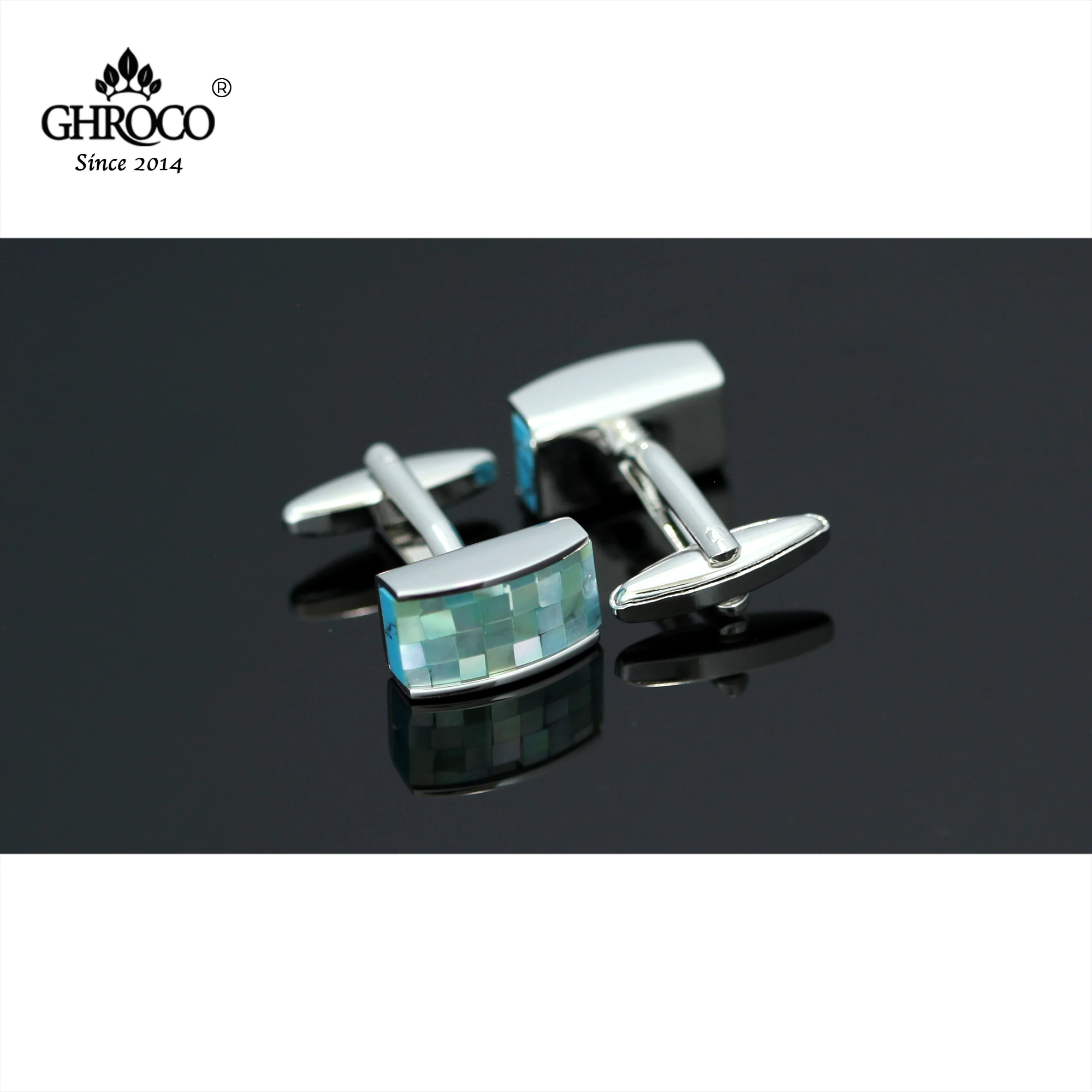 GHROCO High-Quality Classic Natural Shell Rectangula French Shirt Cufflinks Business Men Women and Wedding Fashion Luxury Gifts