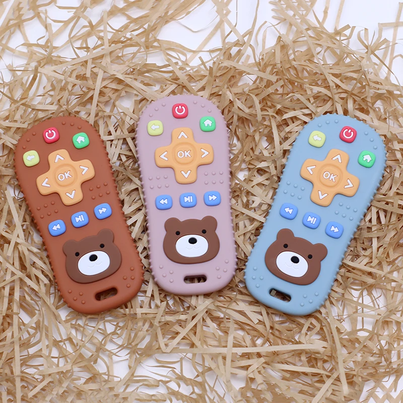 Silicone Teething Toys Bear Remote Control Shape For Babies 0-12 Months