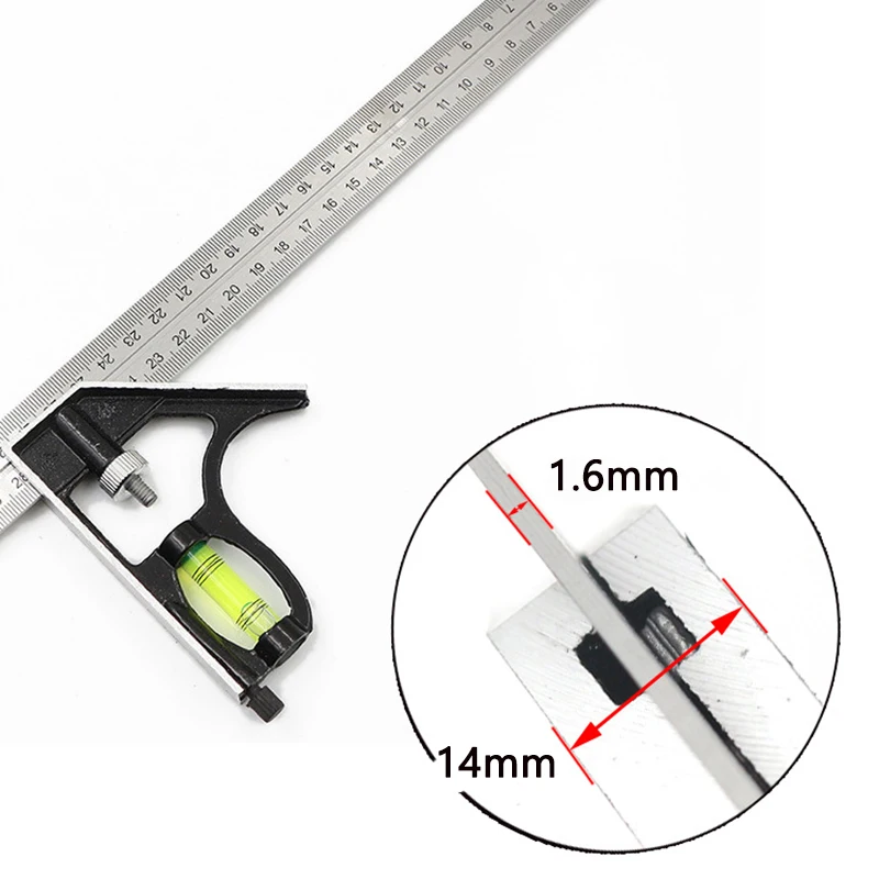 Angle Square Measuring Tools Set Precise Stainless Steel Aluminium Durable Adjustable Combination Spirit Level 12" 300mm