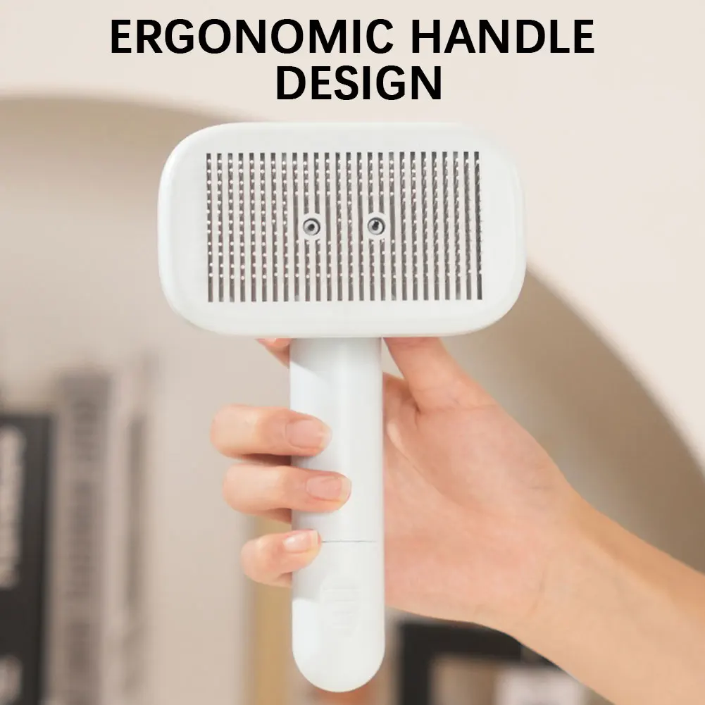 Ergonomic pet groomer for fur shedding