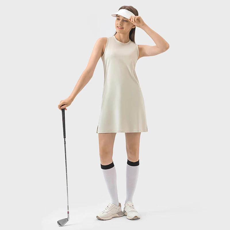 Tennis Dress Women Sleeveless Sports Suit Loose Outside Running Fitness Breathable Skirt Female Golf Badminton Yoga Skirts
