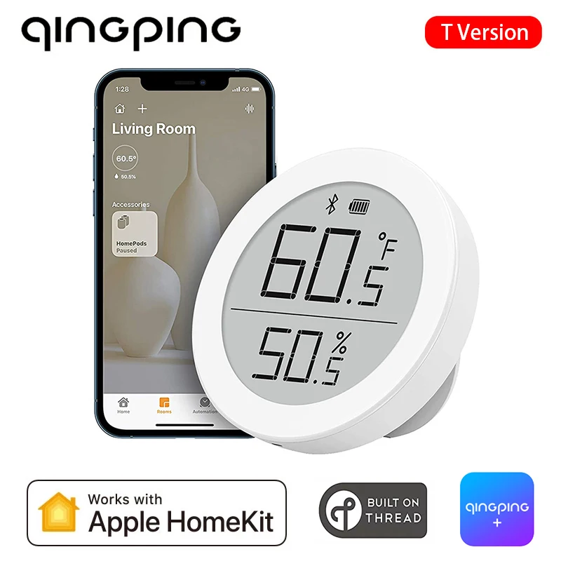 Qingping-Hygromètre Therye.com, prend en charge Bluetooth, écran à encre  électronique, capteurs de haute précision, fonctionne avec le filetage Apple  Homekit - AliExpress