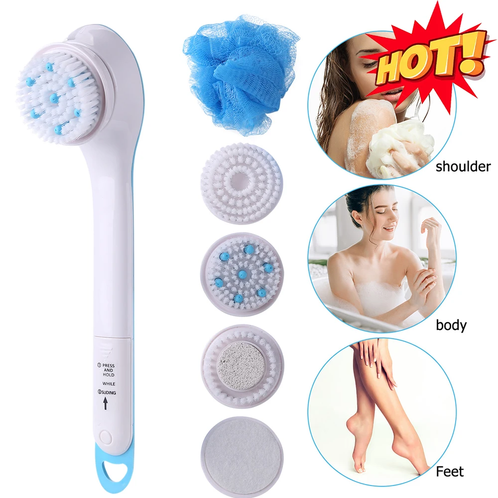 Cleaning Brush Electric Bath Brush Five Brushes in One Brush Face Wash Full Body Wash Soft Massage Waterproof Scrubbing