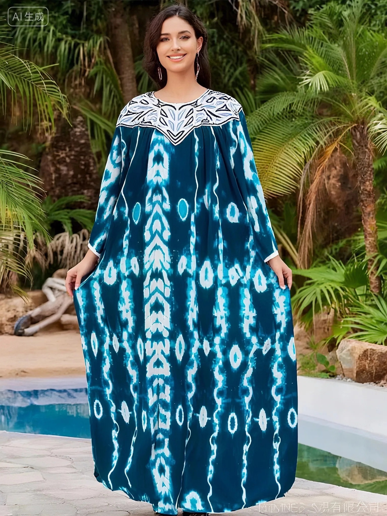 2025 Latest Party Dress Printed Pure Cotton Women Long Dress Dubai Casual Holiday Fashion Party Dresses African Abaya Clothing 4