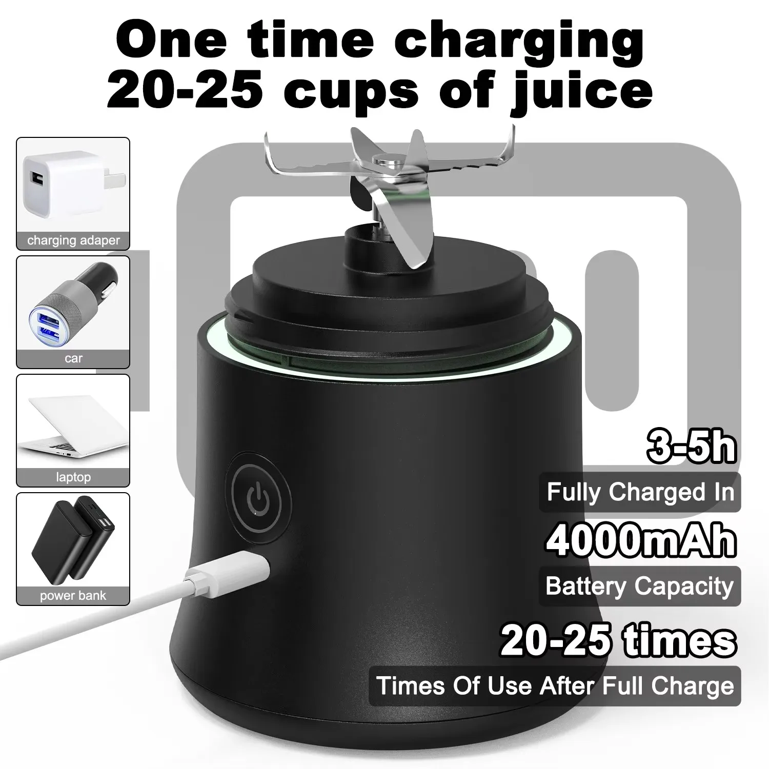 600ml Electric Fruit Juicer Blender Juice Mixer Mini USB Rechargable 6 Blade Juice Cup Juicer Portable Blender Juicer Machine 2