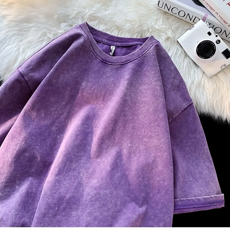 100% Cotton Streetwear Blank Drop Shoulder Heavyweight T-shirt Vintage Oversize Washed Unisex T Shirts677_voghion.com