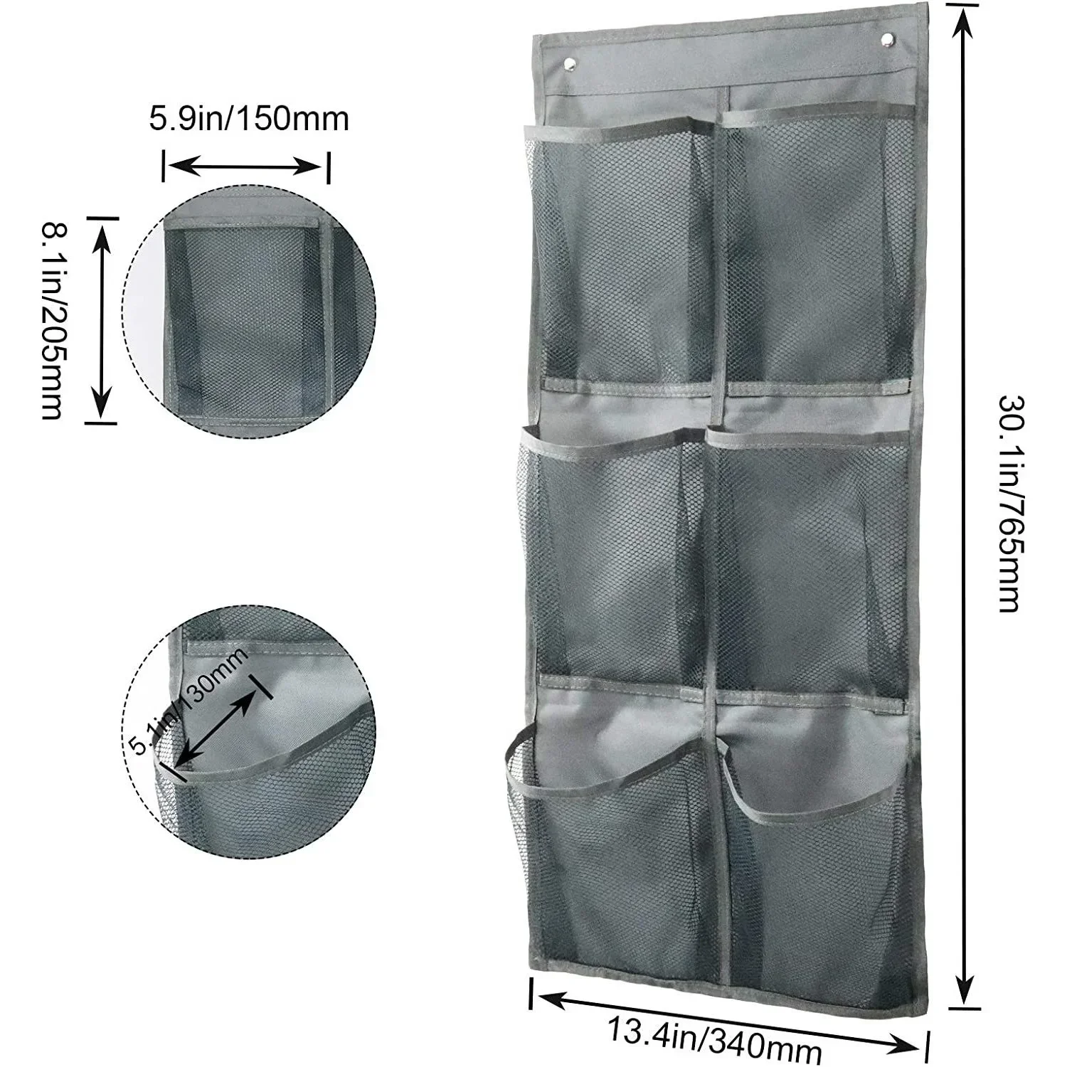 6 Grids Wall-mounted Sundries Organiser non-woven Fabric Closet Storage Mesh Bag Pocket Clear Hanging Over The Door Cloth Box 3