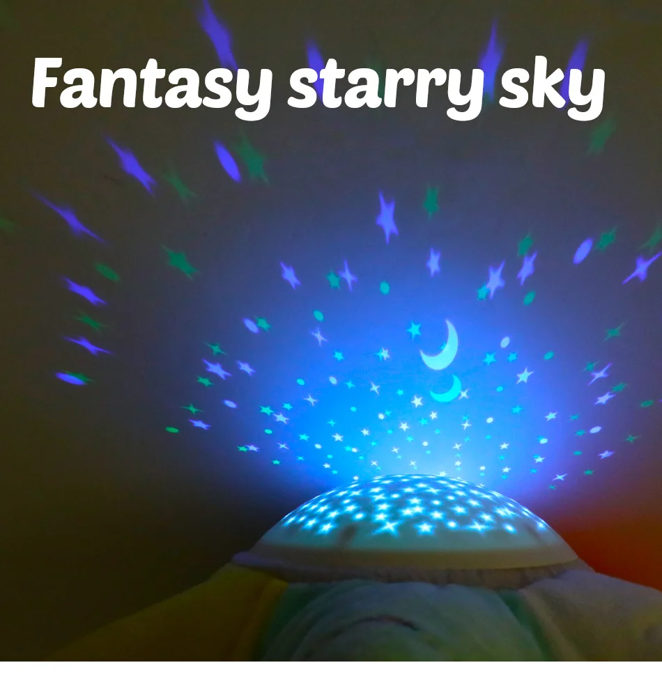 Plush toy Starry sky projector lamp Kids Soft Toys Stuffed Sleep Led Night Lamp With Music & Stars Projector Light For Girls Boy
