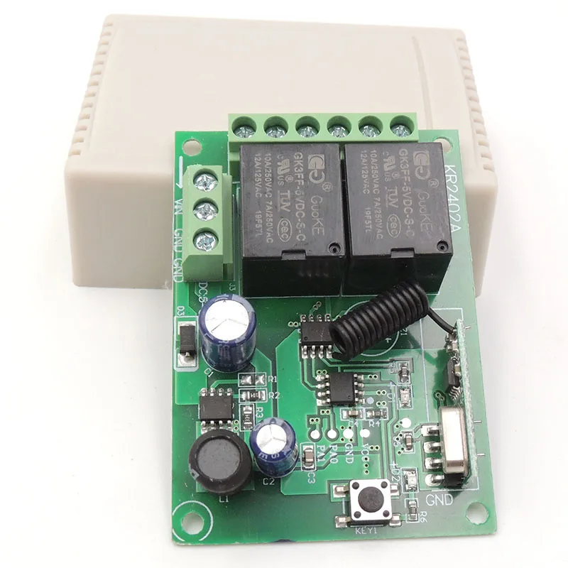 433Mhz RF 원격 제어 회로 범용 무선 스위치 DC 5V 12V 24V 2CH rf 릴레이 수신기 및 차고 용 Keyfob 송신기