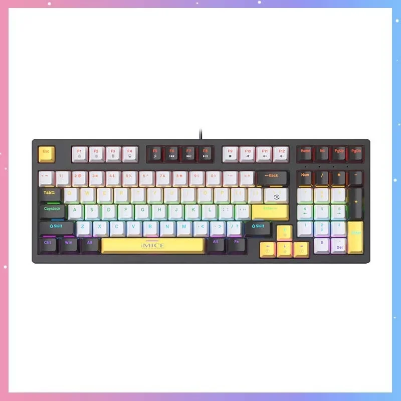 

IMICE GK500 Wired Mechanical Keyboard 97keys 18 Lighting Mode RGB Black/Red/Bule Switch Office Gaming Keyboard PC Notebook Gift