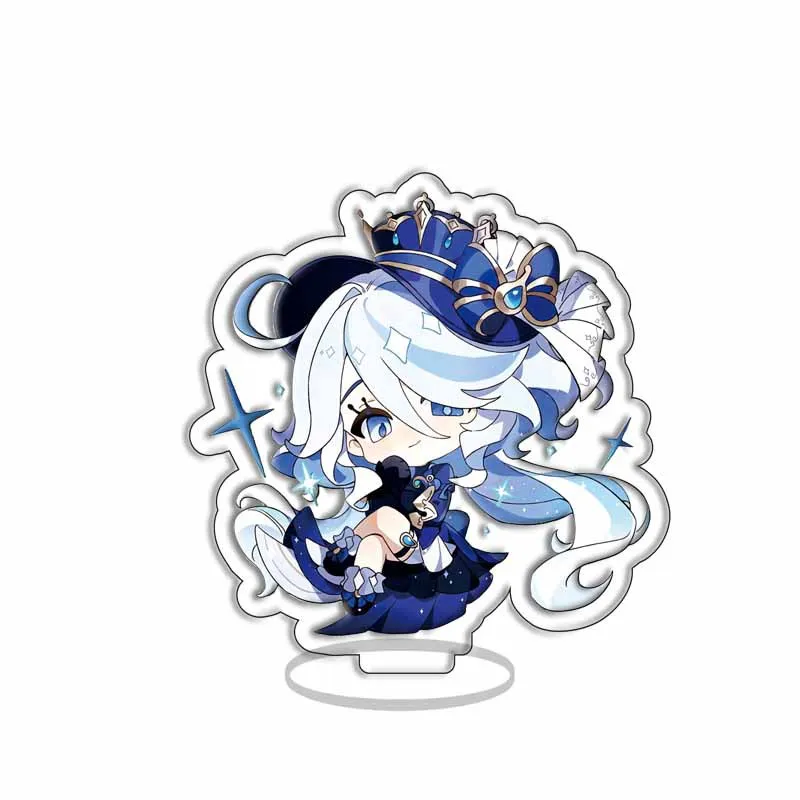 12pcs/Set Acrylic Keychain Characters Neuvillette Furina Wriothesley Clorinde Figures Key Chain Cosplay Props Jewelry Wholesale
