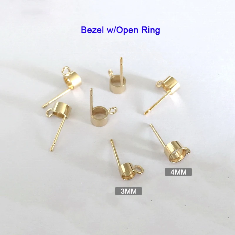 14K Gold Filled Bezel Post Earring Wholesale Bulk for Jewelry Making DIY Earrings Accessories Tarnish Resistant Jewelry Findings