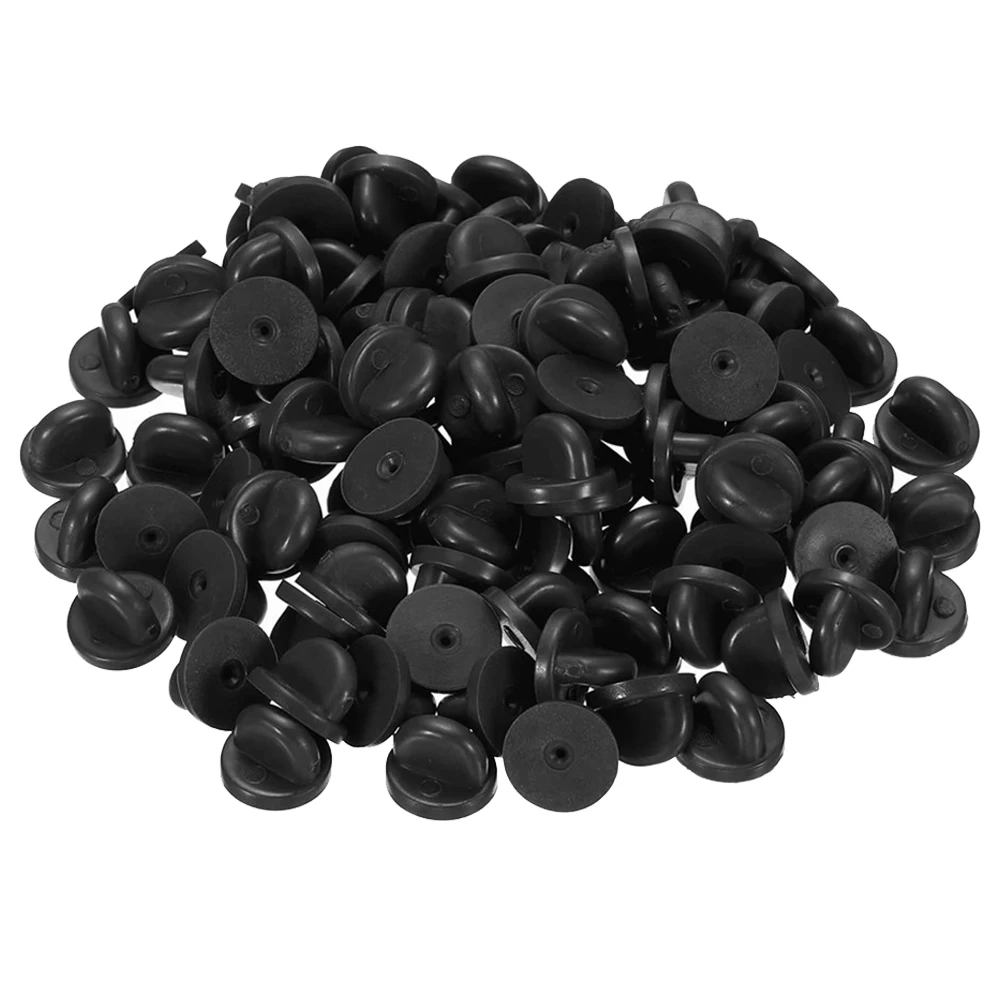 50/100pcs black rubber pin backs for tie tack lapel holder clasp cap keepers brooch badge jewelry making supplies accessories