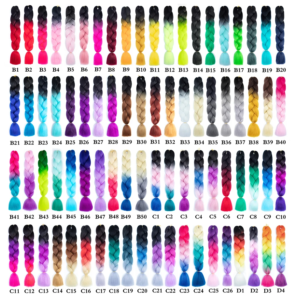 Jgreeting-Extension de Cheveux Synthétiques Pré-étirés pour Femme et Enfant, Tresses de 24 Pouces, 100g, Couleur Violette, Bleue, Oké, Noël