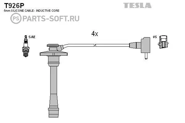 TESLA T926P Провода высоковольтные комплект Corolla 1.4L 04.1997 - 02.2000 | Автомобили и мотоциклы