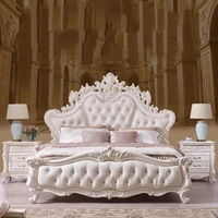 Lit de princesse moderne de style européen, tête de lit fantaisie, cadre simple, lit de luxe, meubles de chambre à coucher, Letto Matrimoniale 5