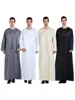 Men's Long Robe with Tassel round Ne Four Colors Prayer Clothes Arab Sle Casual Loose Fit Polyester Pure Color Robe