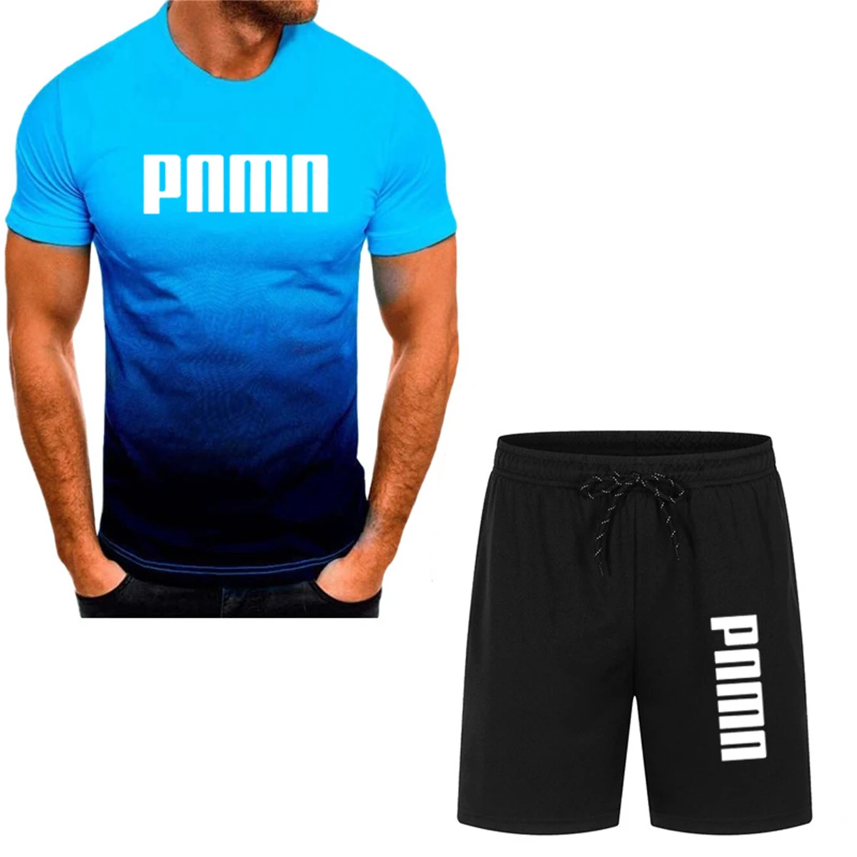 Fashionable men's sportswear short-sleeved T-shirt summer wear shorts summer casual jogging suit men's two-piece set