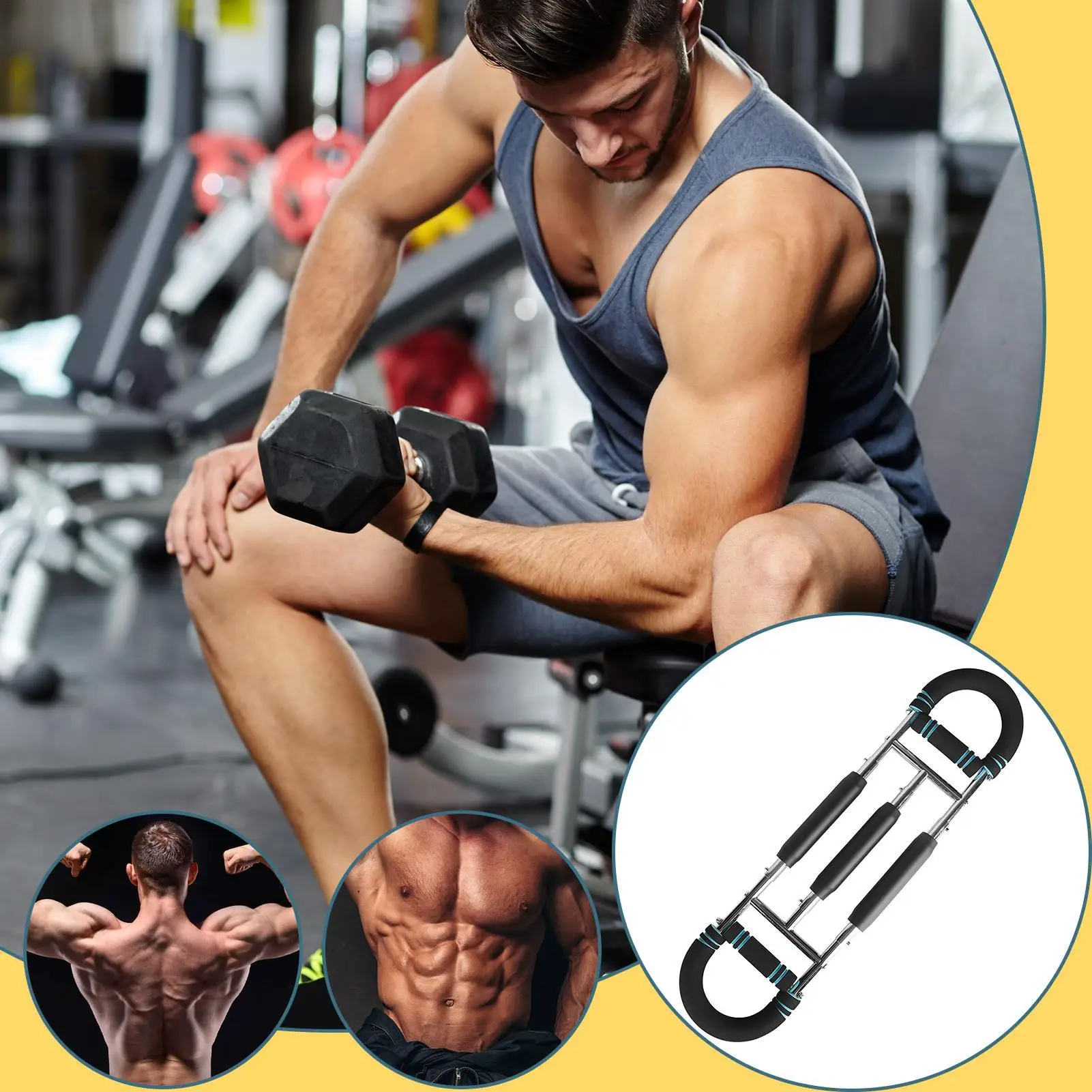 Twister Arm Trainer,Muscle Fit Attrezzo,Attrezzo per Esercizi a Forma di U,Espansore Toracico Regolabile,Attrezzi Palestra Casa per l'allenamento di Petto, Braccia,Spalle e Avambracci