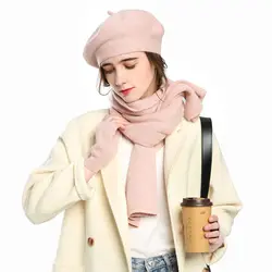 3pcs/set Winter Soft Mittens Autumn Wool Cashmere Painter Hat Half Finger Gloves Berets Hats Scarf Gloves Set